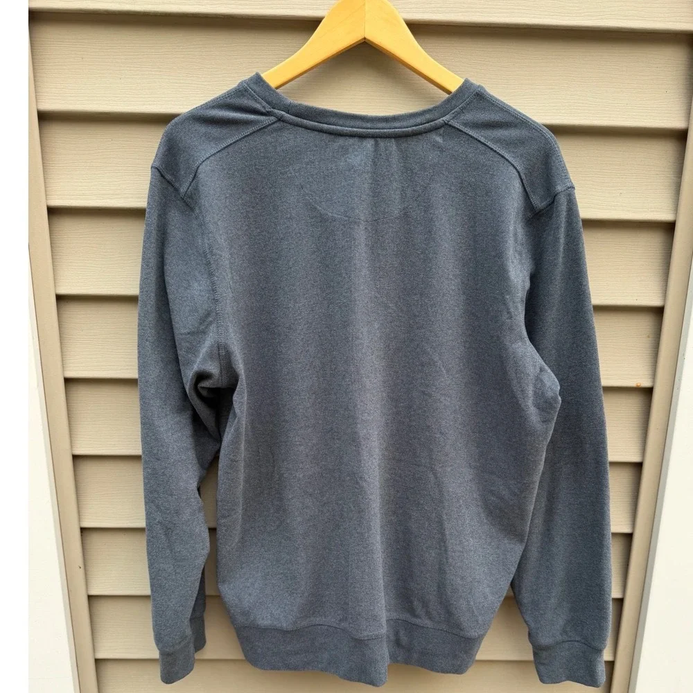 Boston Traders Mens XL Charcoal Gray/Blue Knit Crewneck Sweatshirt Pullover